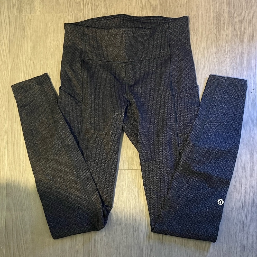 marled grey mid rise speed tights
